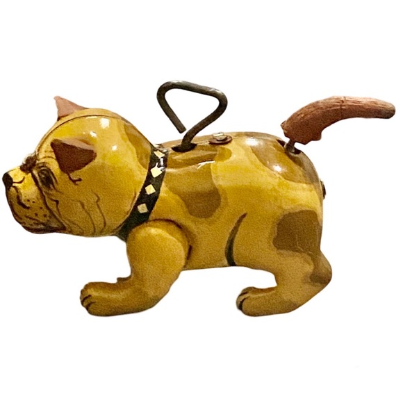 Rare Vintage Japan French Bulldog Wind-up Tail Wagging Tin Toy